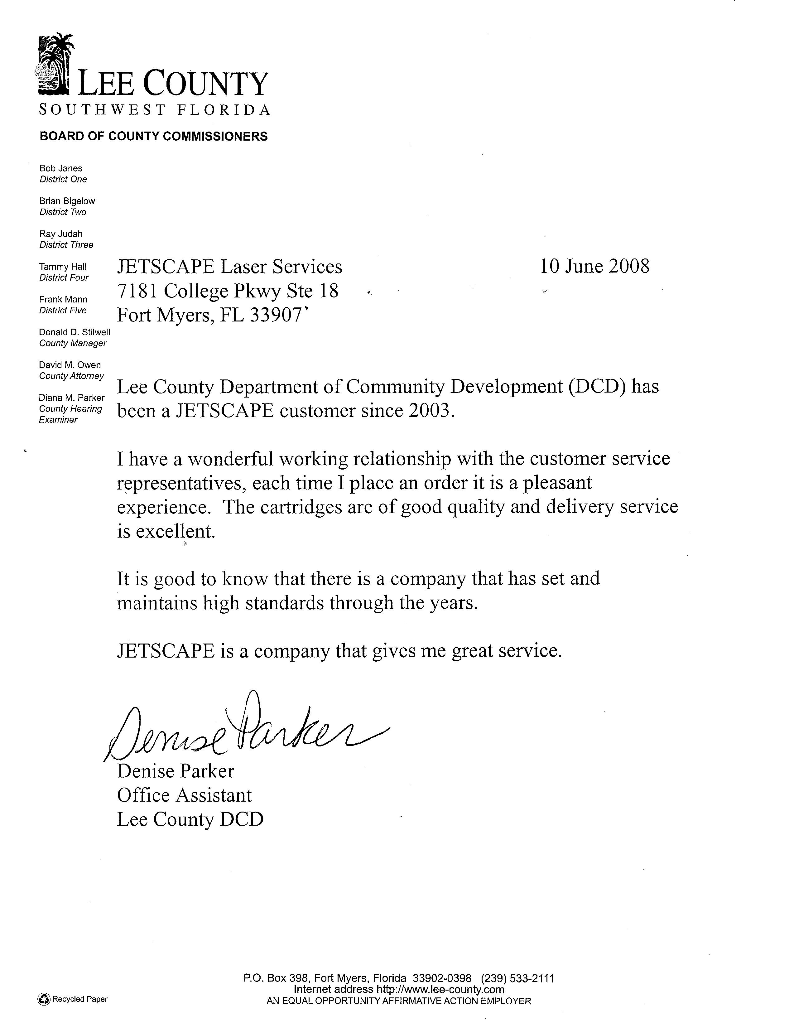 Dept of Community Dev Testimonial